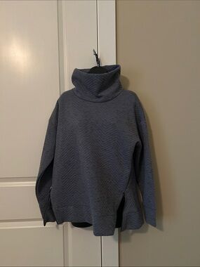 RBX Slate Blue Quilted Turtleneck Sweatshirt with side zipppers